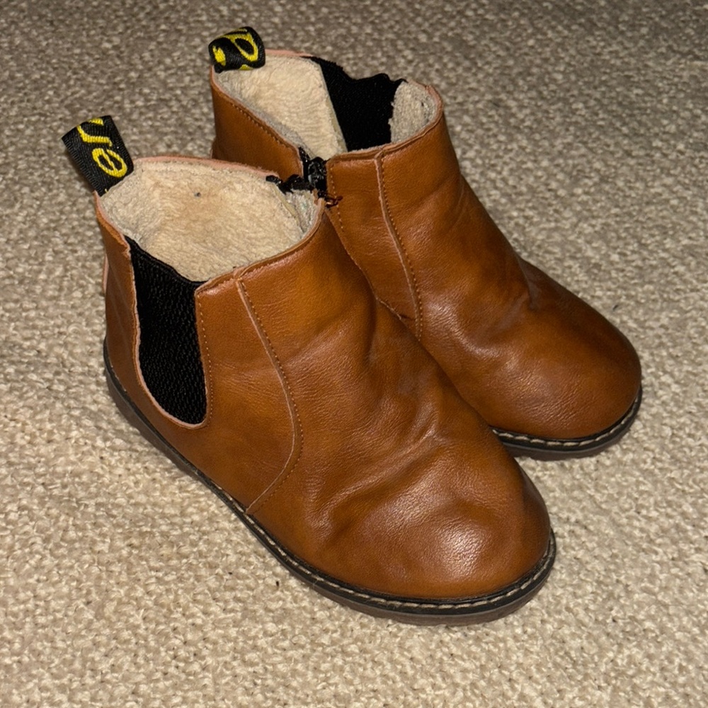 Brown Leather Kids Boots size us 2.5 uk 34